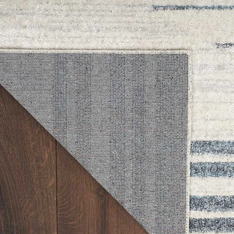 Kirklands Home Blue and Ivory Striped Moons Runner, 2x8 Clearance