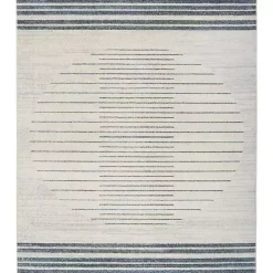 Kirklands Home Blue and Ivory Striped Moon Area Rug, 9x12 Clearance