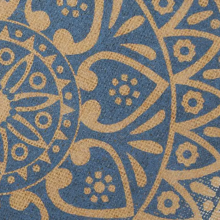 Kirklands Home Blue and Natural Print Round Placemats, Set of 6 Outlet