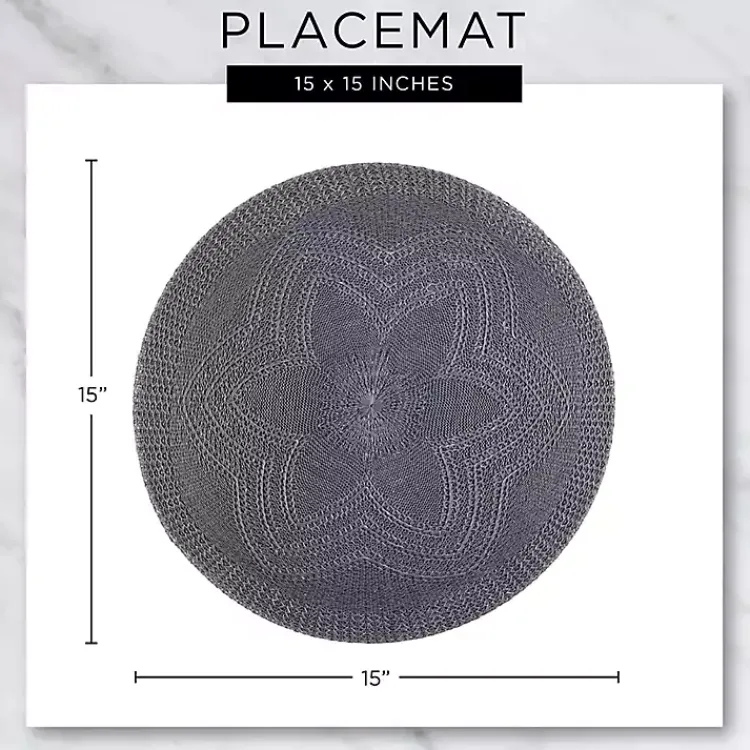 Kirklands Home Blue and Natural Print Round Placemats, Set of 6 Outlet