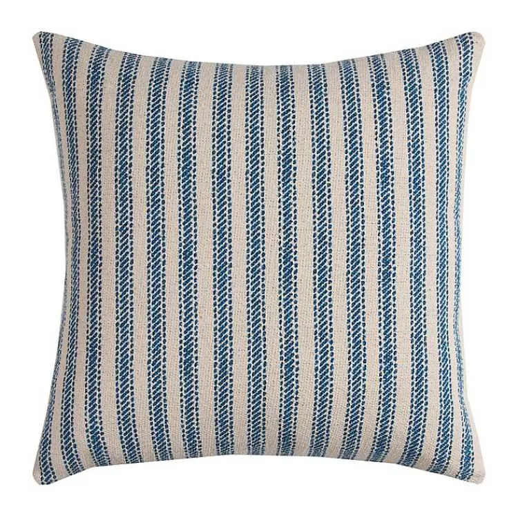 Pillows>Kirklands Home and Natural Ticking Stripe Pillow Blue