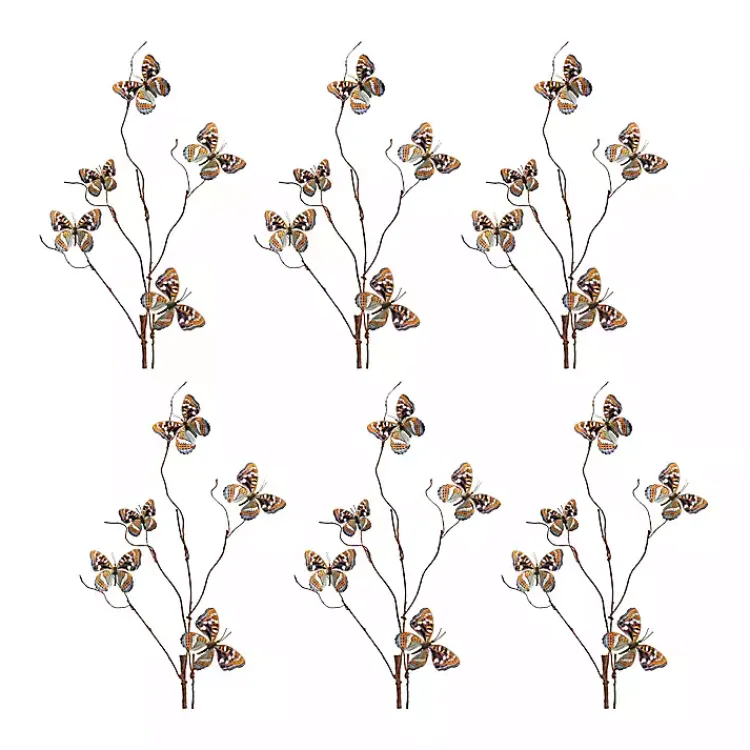 Stems & Bouquets>Kirklands Home Blue and Orange Butterfly Twig Sprays, Set of 6