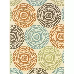 Kirklands Home Blue and Orange Circles Outdoor Area Rug, 3x5 Outlet