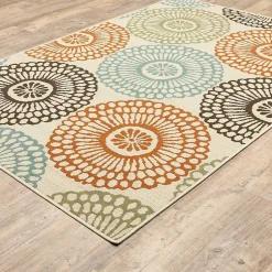 Kirklands Home Blue and Orange Circles Outdoor Area Rug, 3x5 Outlet
