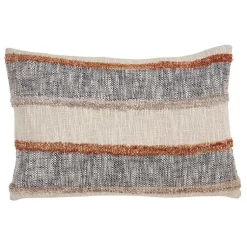 Pillows>Kirklands Home Blue and Horizontal Stripe Throw Pillow Orange
