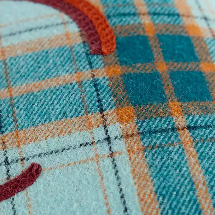 Fall>Kirklands Home Blue and Orange Plaid Harvest Lumbar Pillow
