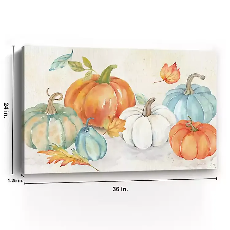 Fall>Kirklands Home Blue and Orange Pumpkin Patch Canvas Art Print