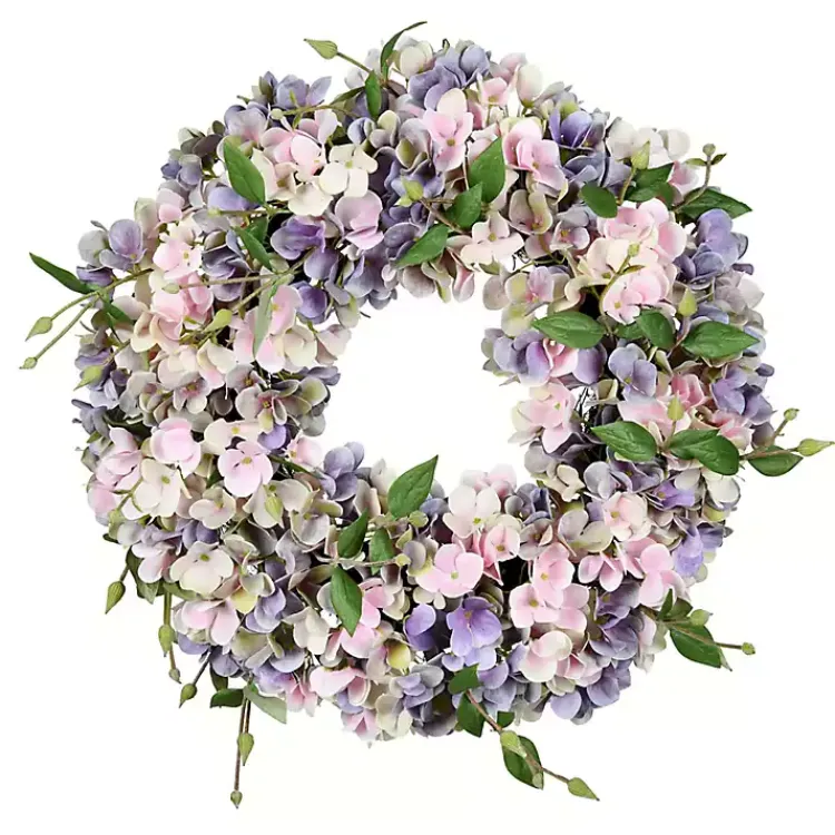 Wreaths>Kirklands Home Blue and Pink Hydrangea Wreath, 18 in.