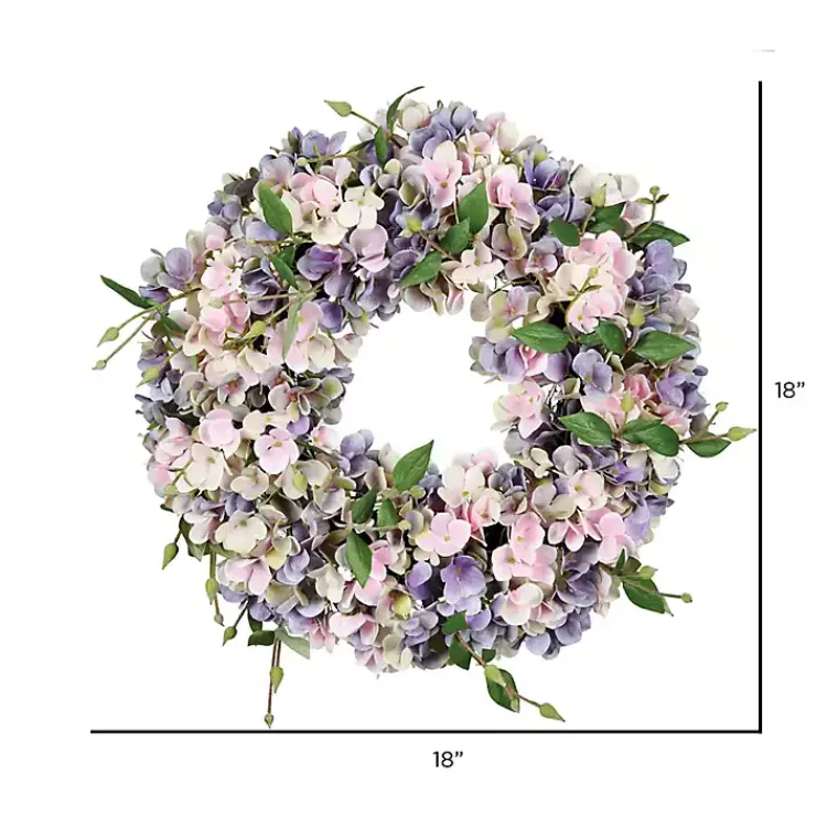 Wreaths>Kirklands Home Blue and Pink Hydrangea Wreath, 18 in.