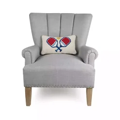 Pillows>Kirklands Home Blue and Red Pickleball Hooked Lumbar Pillow