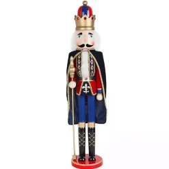 Christmas Decorations>Kirklands Home Blue and Red with Gold Trim King Nutcracker