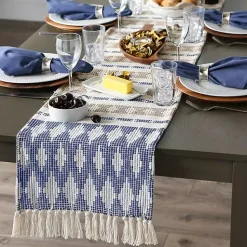 Kirklands Home Blue and Stone Diamond Table Runner, 108 in. Hot