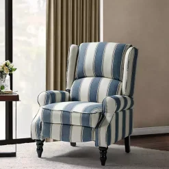 Kirklands Home Blue and Tan Stripe Traditional Recliner Hot