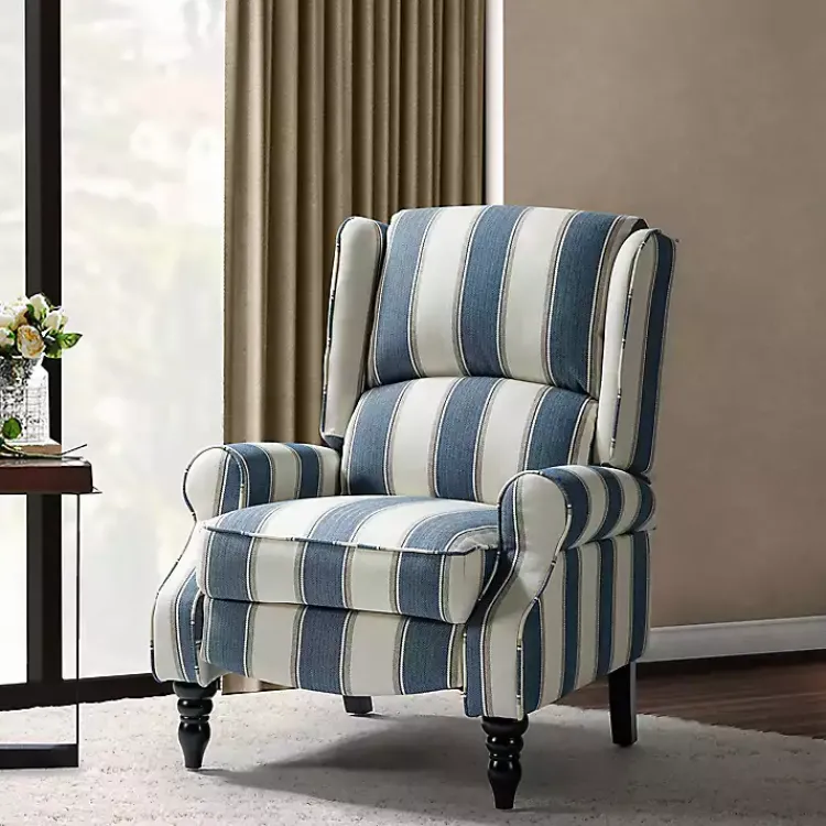 Kirklands Home Blue and Tan Stripe Traditional Recliner Hot