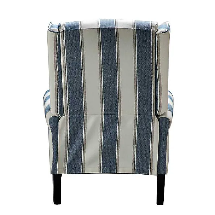 Kirklands Home Blue and Tan Stripe Traditional Recliner Hot