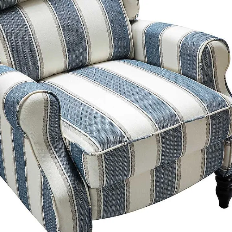 Kirklands Home Blue and Tan Stripe Traditional Recliner Hot