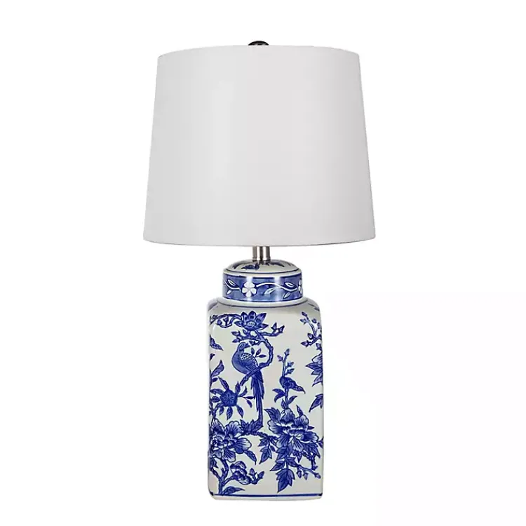 Kirklands Home Blue and Bird Pattern Table Lamp White Outlet