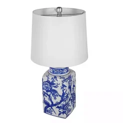 Kirklands Home Blue and Bird Pattern Table Lamp White Outlet