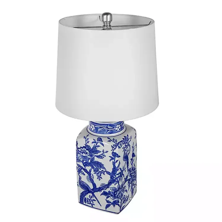 Kirklands Home Blue and Bird Pattern Table Lamp White Outlet