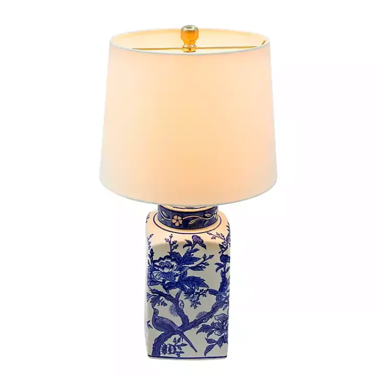 Kirklands Home Blue and Bird Pattern Table Lamp White Outlet