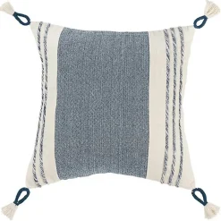 Pillows>Kirklands Home Blue and White Block Loop Throw Pillow