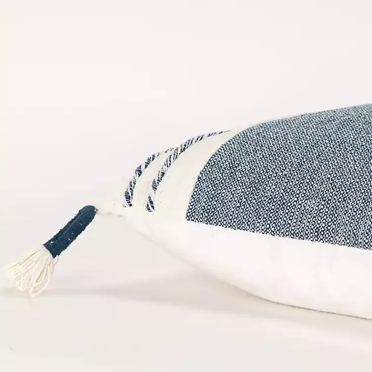 Pillows>Kirklands Home Blue and White Block Loop Throw Pillow