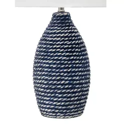 Kirklands Home Blue and Ceramic Faux Rope Table Lamp White