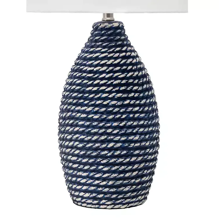 Kirklands Home Blue and Ceramic Faux Rope Table Lamp White