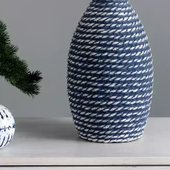 Kirklands Home Blue and Ceramic Faux Rope Table Lamp White