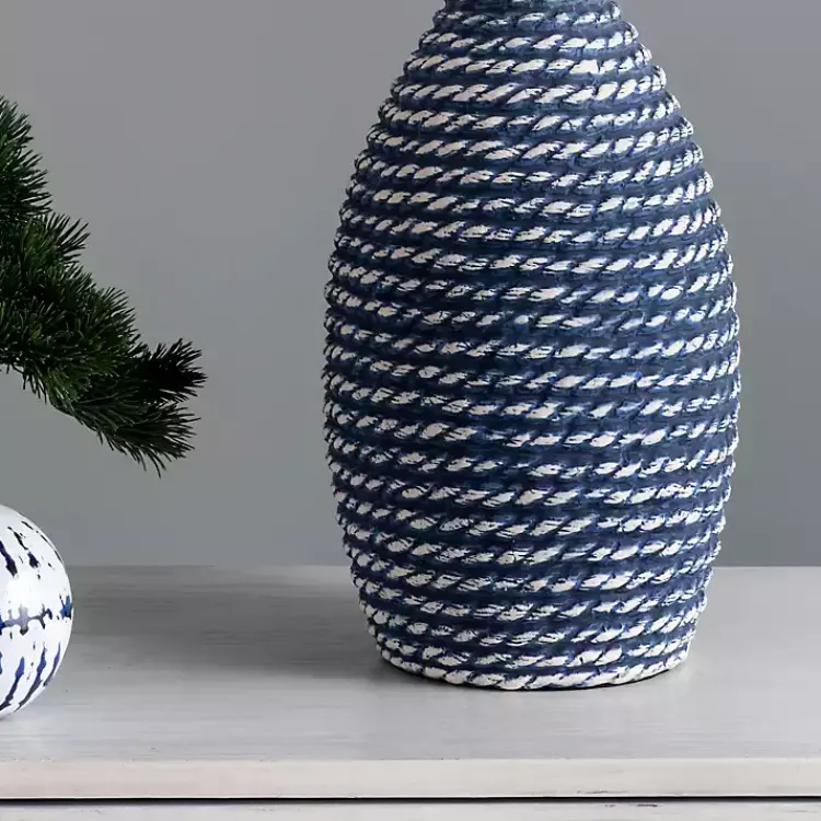 Kirklands Home Blue and Ceramic Faux Rope Table Lamp White