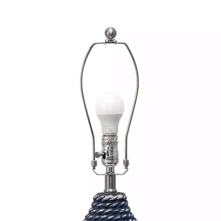 Kirklands Home Blue and Ceramic Faux Rope Table Lamp White