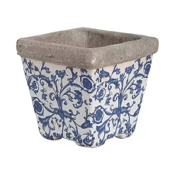 Kirklands Home Blue and White Ceramic Flower Pots, Set of 3 Outlet