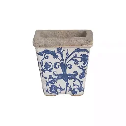 Kirklands Home Blue and White Ceramic Flower Pots, Set of 3 Outlet