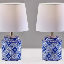 Kirklands Home Blue and Ceramic Table Lamps, Set of 2 White Best