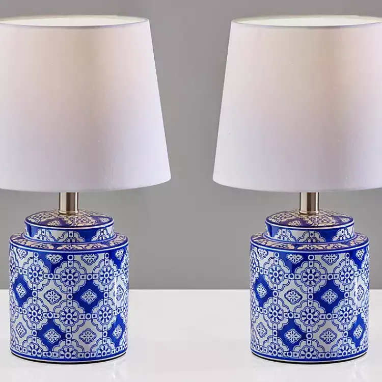 Kirklands Home Blue and Ceramic Table Lamps, Set of 2 White Best