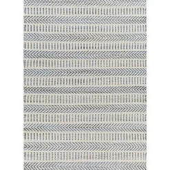 Kirklands Home Blue and White Chevron Jute Area Rug, 8x10 Discount