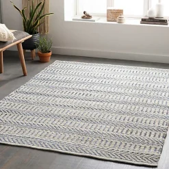Kirklands Home Blue and White Chevron Jute Area Rug, 8x10 Discount