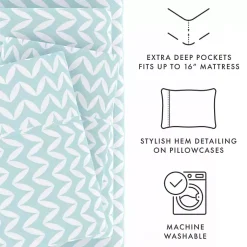 Kirklands Home Blue and White Chevron 3-pc. Twin Sheet Set New