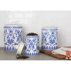 Kirklands Home Blue and White Classic Ceramic Canisters, Set of 3 Sale