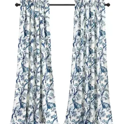 Kirklands Home Blue and White Dolores Curtain Panel Set, 95 in. New