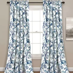 Kirklands Home Blue and White Dolores Curtain Panel Set, 95 in. New