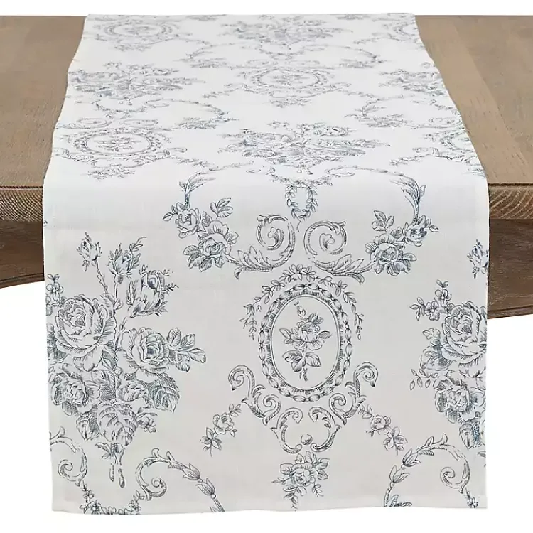 Kirklands Home Blue and White Floral Table Runner, 108 in. Online