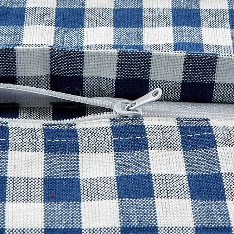 Pillows>Kirklands Home and White Gingham Pillow Covers, Set of 4 Blue