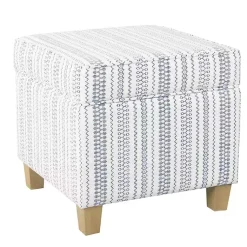 Kirklands Home Blue and White Hometown Striped Storage Ottoman Discount