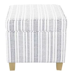 Kirklands Home Blue and White Hometown Striped Storage Ottoman Discount