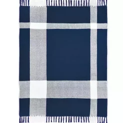 Blankets & Throws>Kirklands Home Blue and White Plaid Organic Cotton Throw