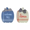 Fall>Kirklands Home Blue and White Pumpkin Tabletop Signs, Set of 2