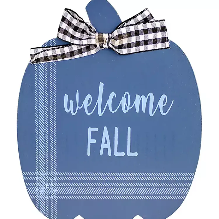 Fall>Kirklands Home Blue and White Pumpkin Tabletop Signs, Set of 2
