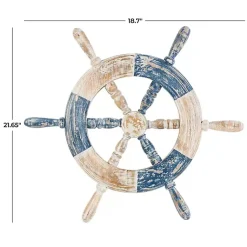Kirklands Home Blue and White Ship Wheel Wall Plaque Sale
