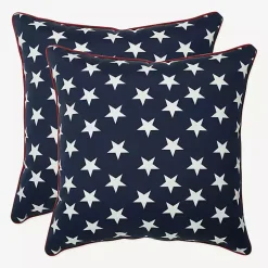 Kirklands Home Blue and White Stars Outdoor Pillows, Set of 2 Clearance